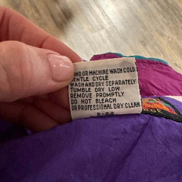 R.E. Sport Rivers Edge Windbreaker Bomber Jacket 80's Retro Purple Teal Large - Picture 7 of 7